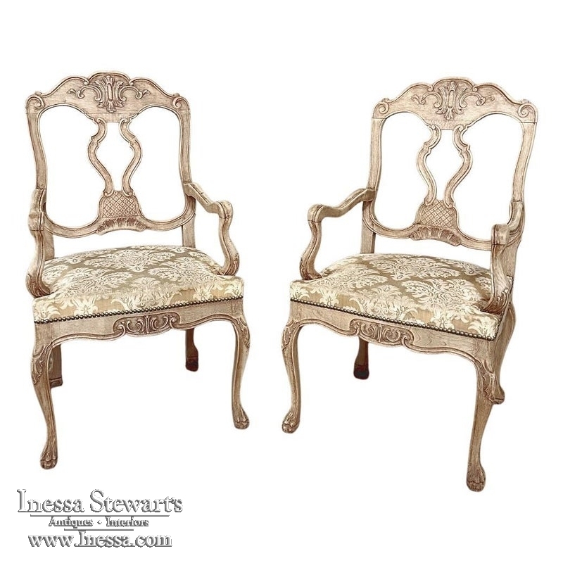 Antique Liegoise Louis XIV Armchairs in Stripped Oak