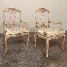 Antique Liegoise Louis XIV Armchairs in Stripped Oak