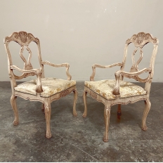Antique Liegoise Louis XIV Armchairs in Stripped Oak