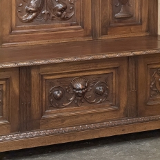 19th Century Grand Italian Hand-Carved Hall Bench