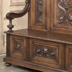 19th Century Grand Italian Hand-Carved Hall Bench