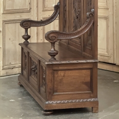 19th Century Grand Italian Hand-Carved Hall Bench