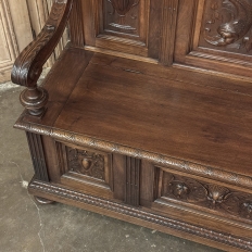 19th Century Grand Italian Hand-Carved Hall Bench
