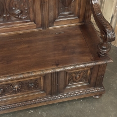 19th Century Grand Italian Hand-Carved Hall Bench
