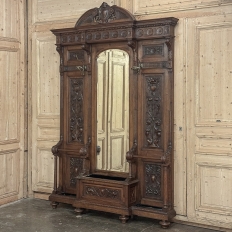 19th Century Grand Italian Hand-Carved Walnut Hall Tree