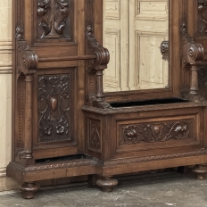 19th Century Grand Italian Hand-Carved Walnut Hall Tree