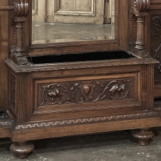19th Century Grand Italian Hand-Carved Walnut Hall Tree