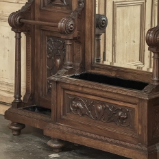 19th Century Grand Italian Hand-Carved Walnut Hall Tree