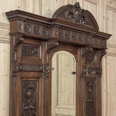 19th Century Grand Italian Hand-Carved Walnut Hall Tree