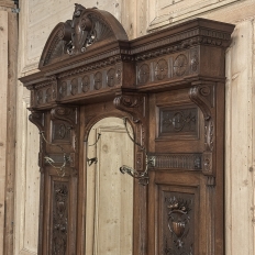 19th Century Grand Italian Hand-Carved Walnut Hall Tree