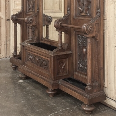 19th Century Grand Italian Hand-Carved Walnut Hall Tree