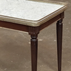 Antique French Louis XVI Mahogany Coffee Table with Carrara Marble