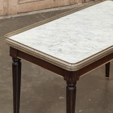 Antique French Louis XVI Mahogany Coffee Table with Carrara Marble