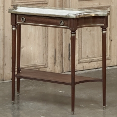 Antique French Directoire Neoclassical Mahogany Console with Carrara Marble