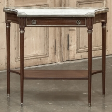 Antique French Directoire Neoclassical Mahogany Console with Carrara Marble