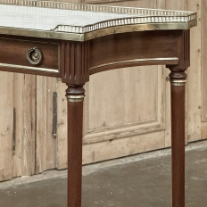 Antique French Directoire Neoclassical Mahogany Console with Carrara Marble