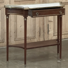 Antique French Directoire Neoclassical Mahogany Console with Carrara Marble