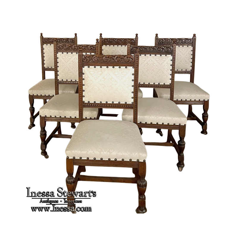 Set of Six Antique Renaissance Dining Chairs
