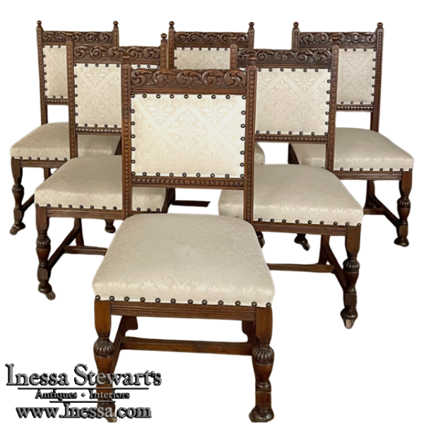 Set of Six Antique French Renaissance Dining Chairs