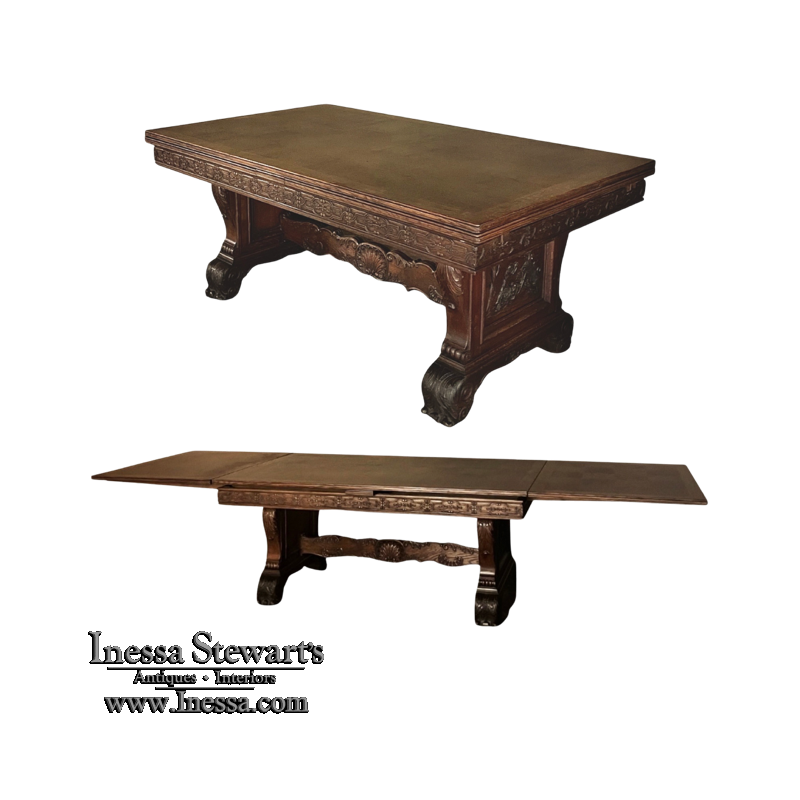 Antique French Louis XIV Draw Leaf Banquet Table