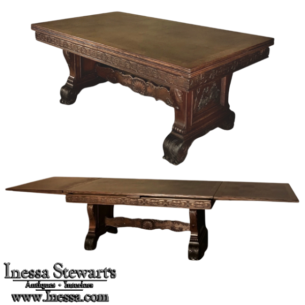 Antique French Louis XIV Draw Leaf Banquet Table