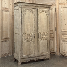 18th Century Country French Armoire with Carved Lone Stars