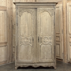 18th Century Country French Armoire with Carved Lone Stars