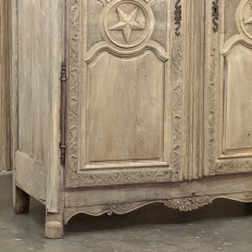18th Century Country French Armoire with Carved Lone Stars