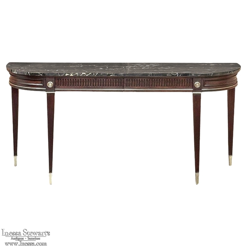 Antique French Louis XVI Mahogany Console with Black Marble