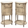 Pair Antique French Louis XVI Oval Nightstands with Carrara Marble
