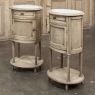 Pair Antique French Louis XVI Oval Nightstands with Carrara Marble