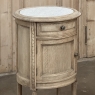 Pair Antique French Louis XVI Oval Nightstands with Carrara Marble