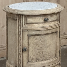 Pair Antique French Louis XVI Oval Nightstands with Carrara Marble