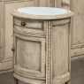 Pair Antique French Louis XVI Oval Nightstands with Carrara Marble