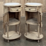 Pair Antique French Louis XVI Oval Nightstands with Carrara Marble