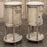 Pair Antique French Louis XVI Oval Nightstands with Carrara Marble