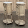 Pair Antique French Louis XVI Oval Nightstands with Carrara Marble