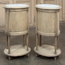Pair Antique French Louis XVI Oval Nightstands with Carrara Marble