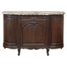 Antique French Louis XIV Marble Top Walnut Buffet with Rounded Sides