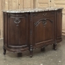 Antique French Louis XIV Marble Top Walnut Buffet with Rounded Sides