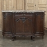 Antique French Louis XIV Marble Top Walnut Buffet with Rounded Sides