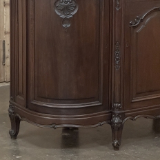 Antique French Louis XIV Marble Top Walnut Buffet with Rounded Sides