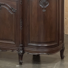 Antique French Louis XIV Marble Top Walnut Buffet with Rounded Sides