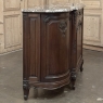 Antique French Louis XIV Marble Top Walnut Buffet with Rounded Sides