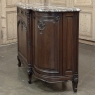 Antique French Louis XIV Marble Top Walnut Buffet with Rounded Sides