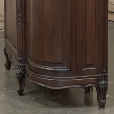 Antique French Louis XIV Marble Top Walnut Buffet with Rounded Sides