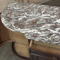 Antique French Louis XIV Marble Top Walnut Buffet with Rounded Sides