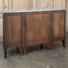 Antique French Louis XIV Marble Top Walnut Buffet with Rounded Sides