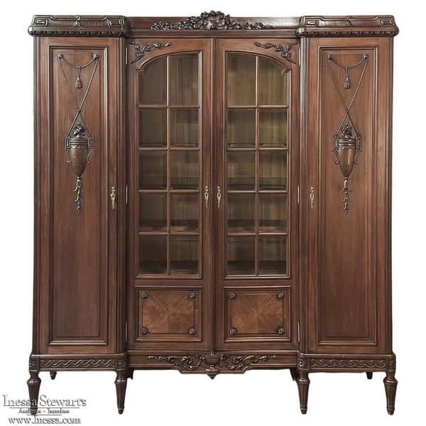 Antique French Louis XVI Walnut Bookcase ~ Bibliotheque by Hirler of Alsace