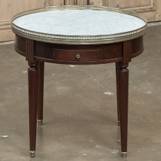 19th Century French Louis XVI Mahogany Marble Top Bouillotte Table